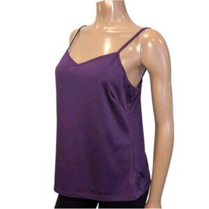 💠Florentine Cami Tank Top Womens Size Large Solid Purple Vneck Stretchy Slip